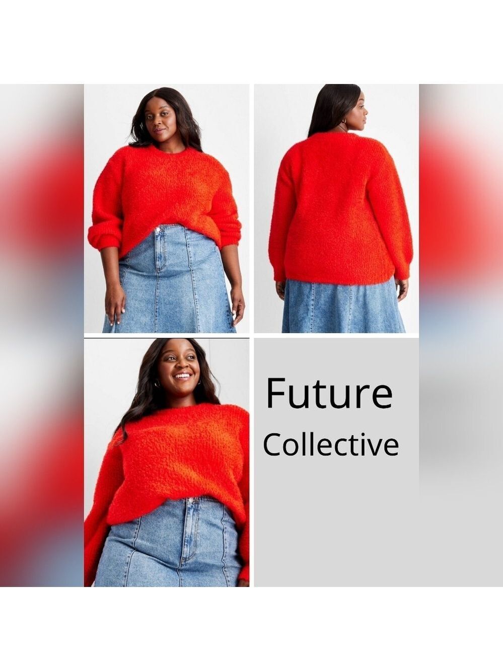 Future Collective Red Textured Knit Sweater Size XL